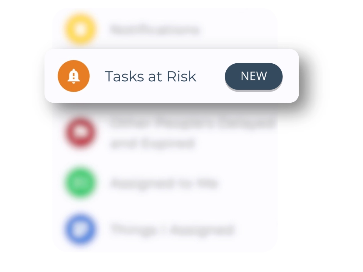Satisplan screenshot showing notification that some tasks are at risk