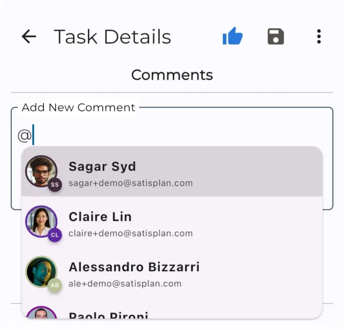 Comments and user tagging in a Goal