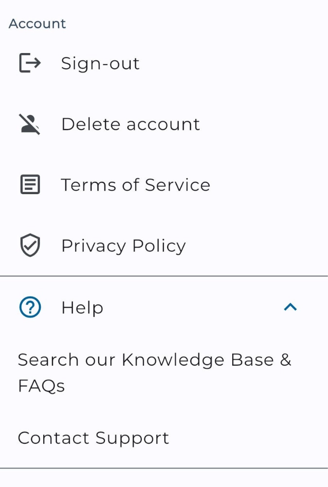 Knowledge base and customer support links