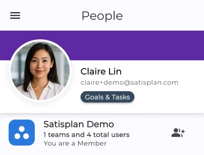 People screen for creating users and teams